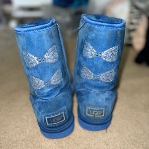 UGG Blue Suede Crystal Boots